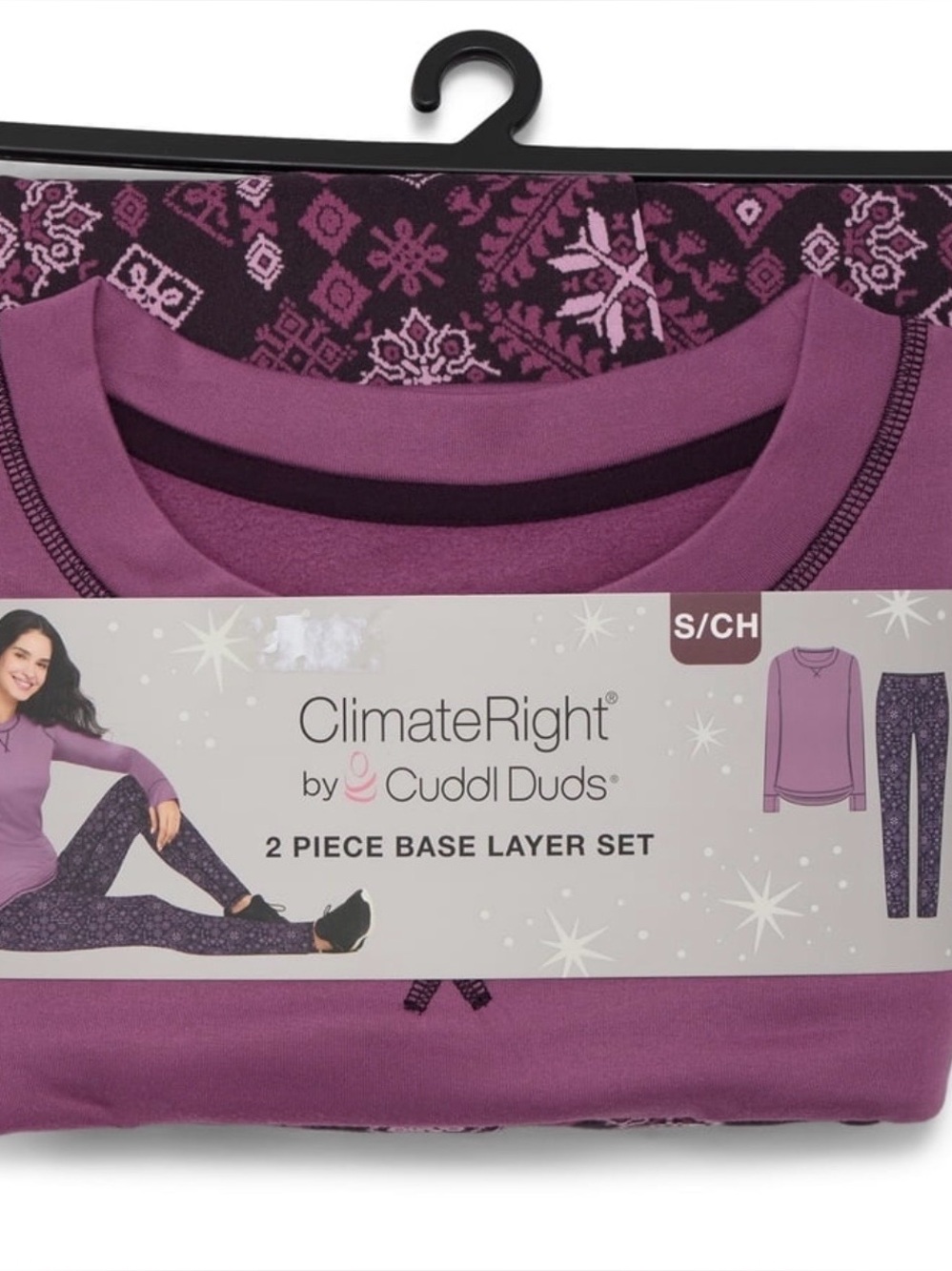 BRAND NEW CUDDLE DUDS Mauve Long-Sleeve Thermal Top 2 Pc Set Sixe XS - Picture 2 of 2